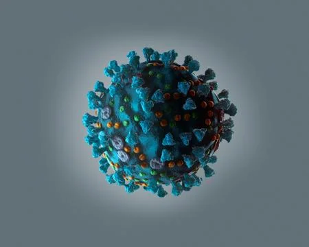 Coronavirus Covid-19 3D Render Illustration Microscopic Single Colored Virus Stock-Illustration