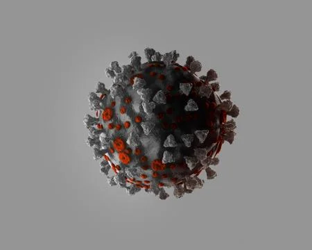 Coronavirus Covid-19 3D Render Illustration Microscopic Single Virus Ilustración de archivo