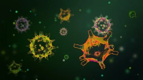 Coronavirus COVID-19 Bacteria Microscopic Microbiology Loop Animation Stock Footage 126455271