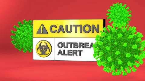 Coronavirus COVID-19 Caution Outbreak Alert 3D render Stock Footage 132329737