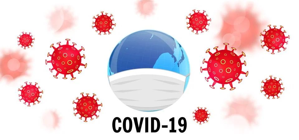 Coronavirus COVID-19 concept. Earth in a medical mask. Dangerous nCoV coron.. Stock Illustration