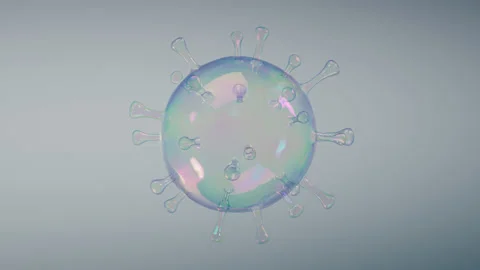 Coronavirus COVID-19 flu bacteria made of soap bubble Stock Footage 133162352
