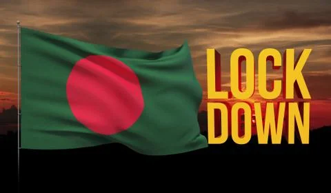Coronavirus COVID-19 lockdown concept with waving national flag of Bangladesh Stock-Illustration