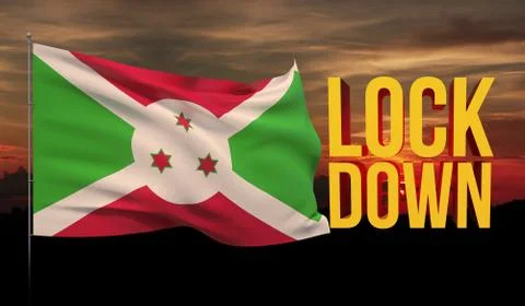 Coronavirus COVID-19 lockdown concept with waving national flag of Burundi Ilustração Stock