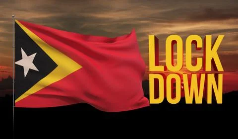 Coronavirus COVID-19 lockdown concept with waving national flag of East Timor Stock-Illustration