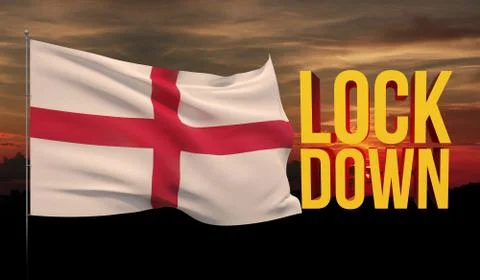 Coronavirus COVID-19 lockdown concept with waving national flag of England Stock-Illustration