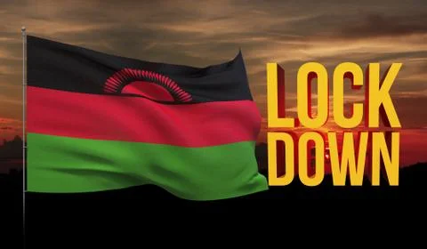 Coronavirus COVID-19 lockdown concept with waving national flag of Malawi Stock-Illustration