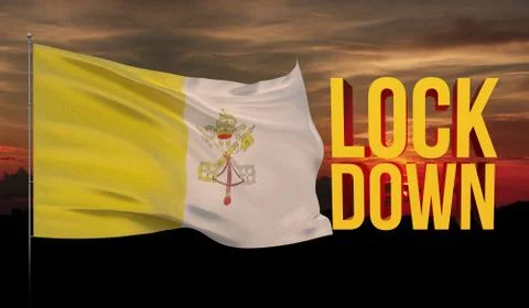 Coronavirus COVID-19 lockdown concept with waving national flag of Vatican City Stock-Illustration