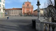 Coronavirus Covid 19 Quarantine, Almost Empty Main Square On Workday Stock Footage