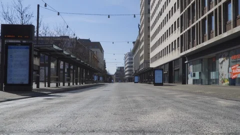 Coronavirus COVID 19 quarantine, empty capital city. No traffic, empty street. Stock Footage 126573450