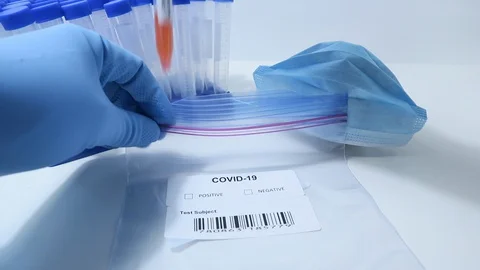 Coronavirus COVID-19 Rapid Test Swab Positive Negative Video stock 128155754