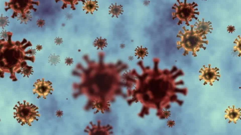 Coronavirus covid 19 sars 3d render animation. Microscope virus close up. 2019 Stock Footage