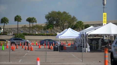 Coronavirus Covid 19 testing site Miami Hard Rock Stadium Stock Footage