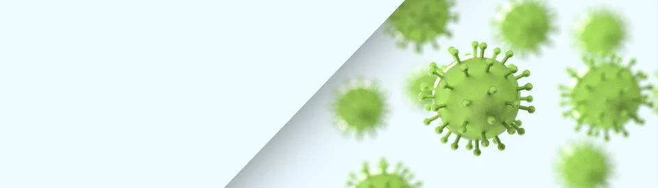 Coronavirus Covid-19 under microscope outbreak and  danger Cell on Green Stock Illustration