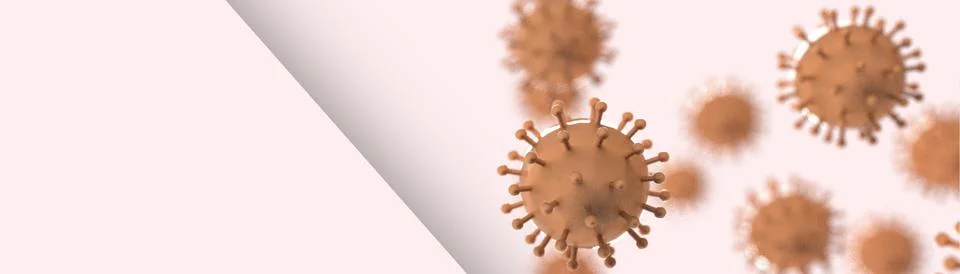 Coronavirus Covid-19 under microscope outbreak and danger Cell on Red background Stock Illustration