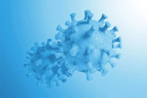 Coronavirus COVID-19 under the microscope. 3d illustration Stock Illustration