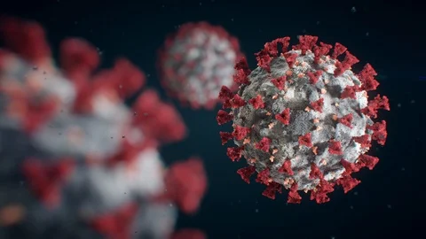 Coronavirus COVID 19. Virus Cell macro 3d animation rendering. Stock Footage