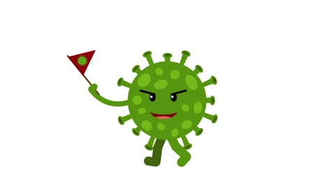 Coronavirus Covid-19 walking loop animation with Alpha channel Stock Footage 130173680