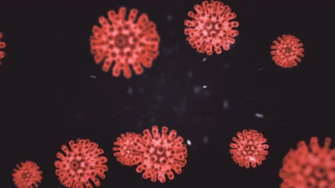 Coronavirus covid19 pathogen inside infected organism. Virus under microscope as Stock Footage 141882351