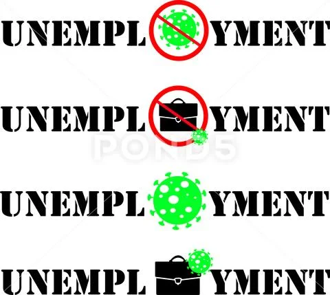 Coronavirus COVID19 unemployment titles vector illustration Stock Illustration