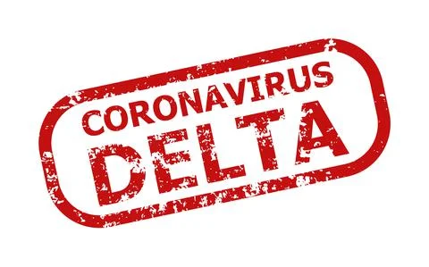 CORONAVIRUS DELTA Red Rounded Rectangle Scratched Badge Illustrazione stock