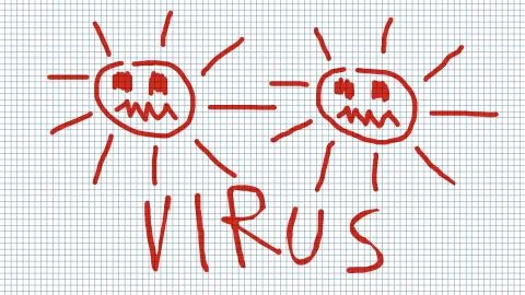 Coronavirus designed by children, explaining to children and protection for Stock Illustration