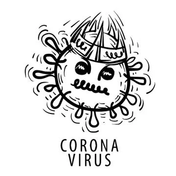 Coronavirus devil black and white illustration Ilustración de archivo