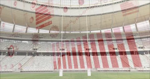 Coronavirus digital interface against empty sports stadium Illustrazione stock