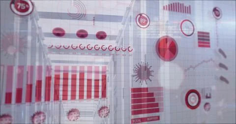 Coronavirus digital interface against server room Stock Photos