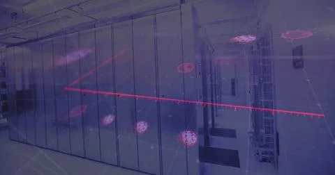 Coronavirus digital interface against server room Stock Photos