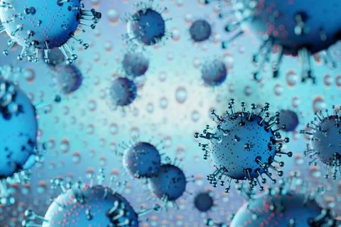 Coronavirus disease. 3D render COVID-19 infection medical background. Influenza Stock Illustration