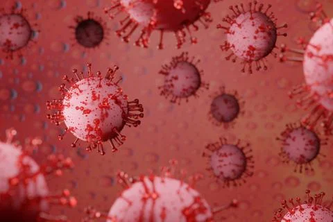Coronavirus disease. 3D render COVID-19 infection medical background. Influenza Stock Illustration
