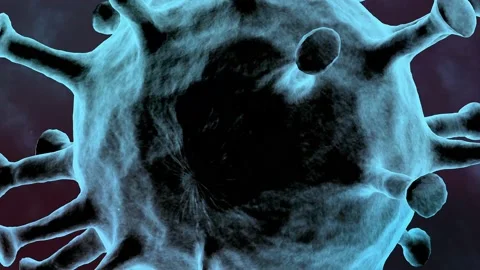 Coronavirus disease COVID-19 outbreak. Microscopic view of infectious SARS-CoV-2 Video stock 223737009