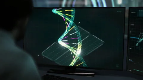 Coronavirus DNA Analysis is scanning through the strands of the genetic code Stock Footage 270338654