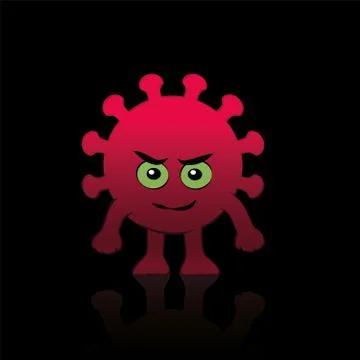 Coronavirus Evil Bad Comic Figure Covid Cartoon Ilustración de archivo