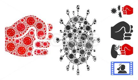Coronavirus Fist Strike Mosaic of CoronaVirus Elements Stock Illustrationen