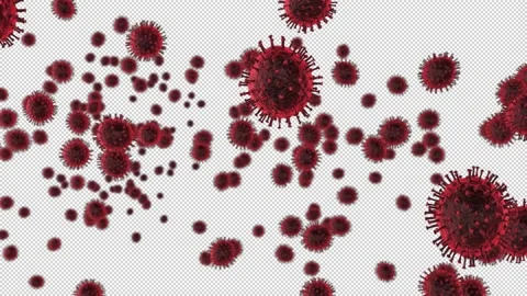 Coronavirus flow, on transparent background, loop Stock Footage
