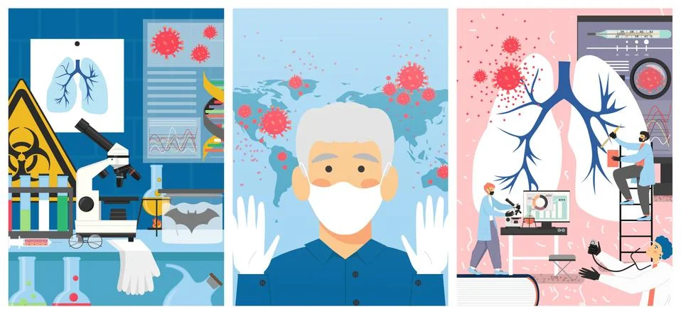 Coronavirus global outbreak spread vector poster template set Stock Illustration