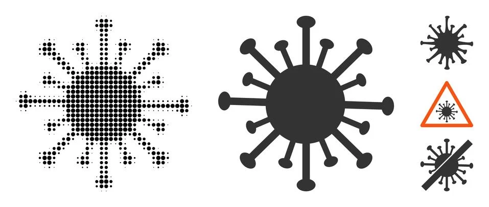 Coronavirus Halftone and Solid Icon Stock Illustration