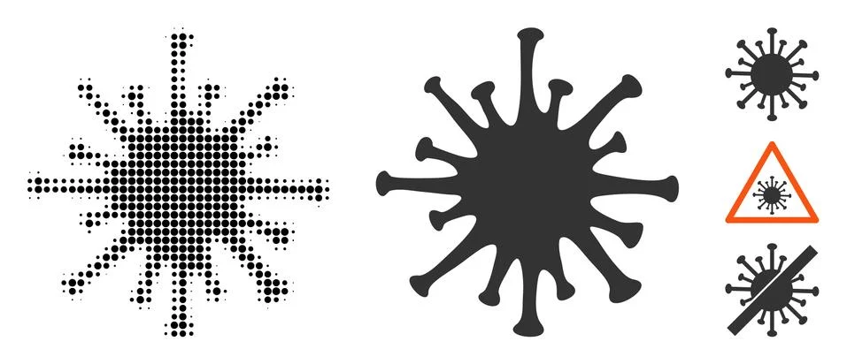 Coronavirus Halftone and Solid Icon Stock Illustration