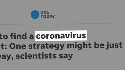 Coronavirus highlighted in newspaper titles across the globe. COVID-19 concept Stock Footage
