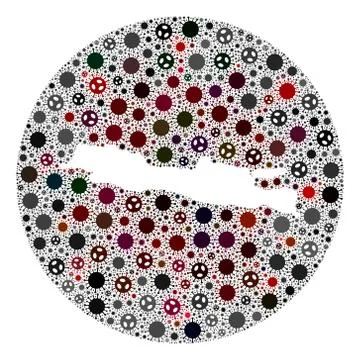 CoronaVirus Hole Circle Map of Java Island Mosaic Stock Illustration