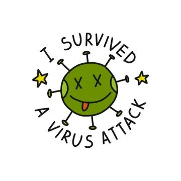 Coronavirus, i survived a virus attack doodle icon, vector illustration Stock Illustration