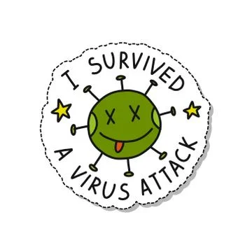 Coronavirus, i survived a virus attack doodle icon, vector illustration Stock Illustration