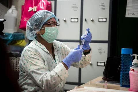 Coronavirus India -  Immunisation programme 库存照片