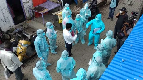Coronavirus India lockdown COVID test in Mumbai Stock Footage 143056077