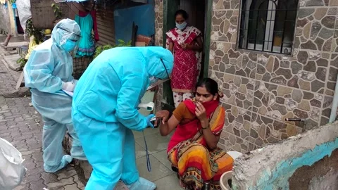 Coronavirus India lockdown COVID test in Mumbai Stock Footage 143057087