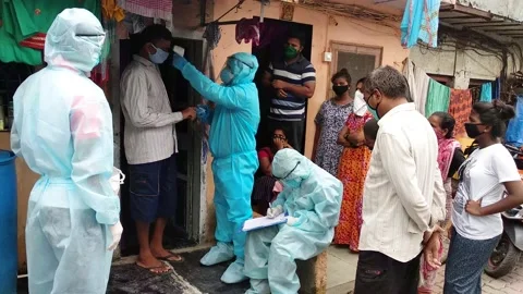 Coronavirus India lockdown COVID test in Mumbai Stock Footage 143057453