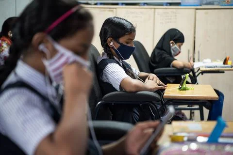 Coronavirus India lockdown  - E learning 库存照片