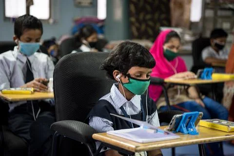 Coronavirus India lockdown   E learning 库存照片